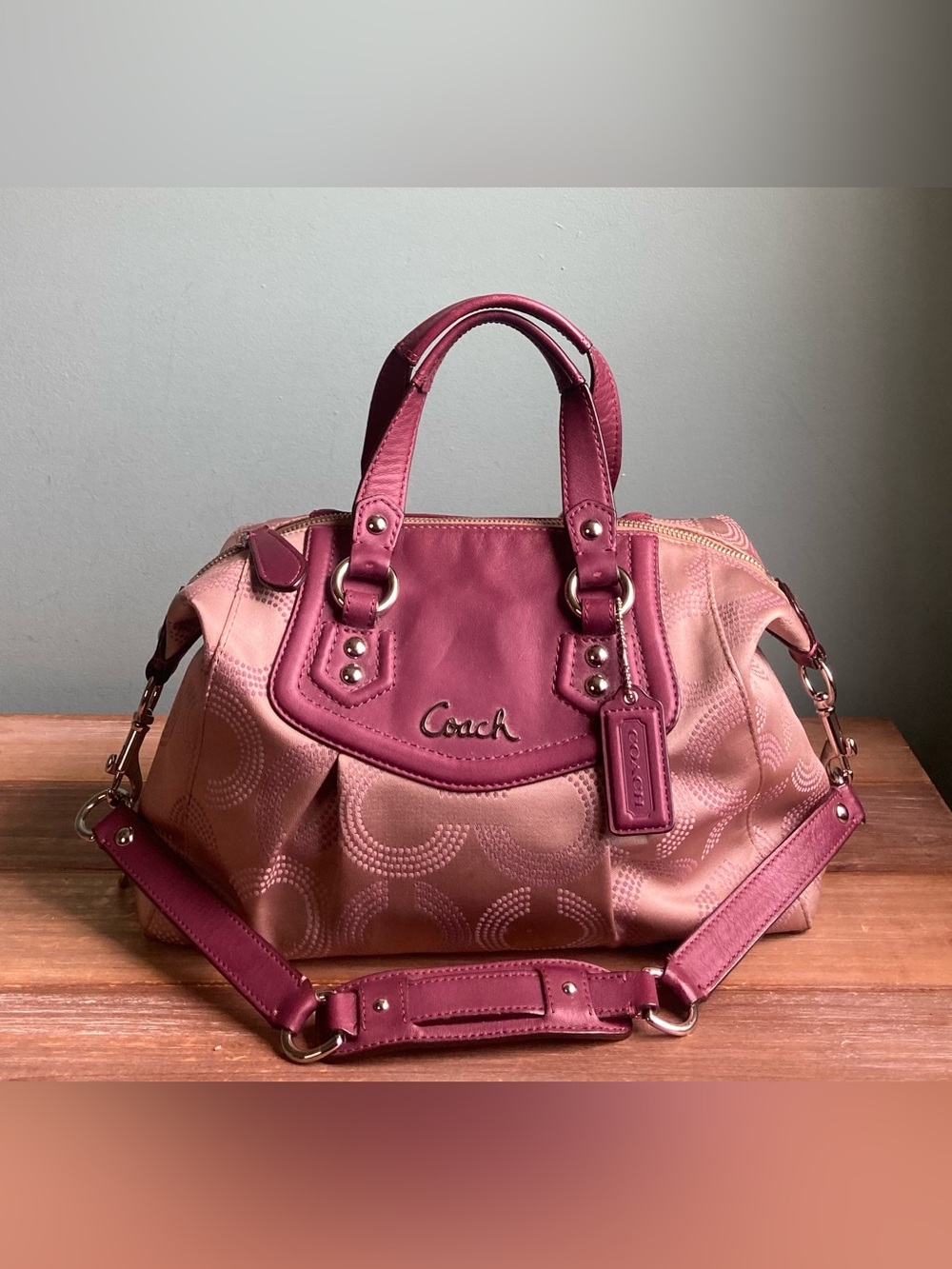 Y2K Coach Ashley Op Art Canvas Leather Satchel Bag F20027